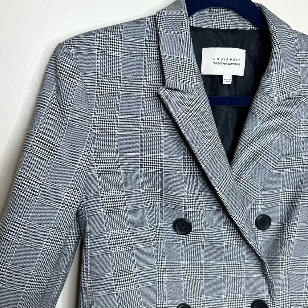 Equipment x Tabitha Simmons Hamish Blazer Gray Windowpane Double Breasted size 0